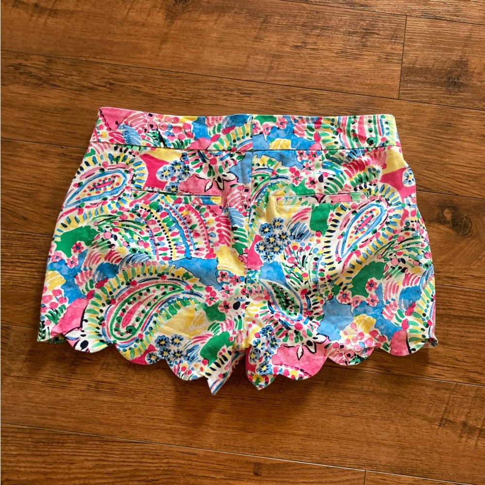 Crown & Ivy Shorts Size 10 scalloped hem Women’s Pink Blue Casual Summer Beach - Picture 5 of 8